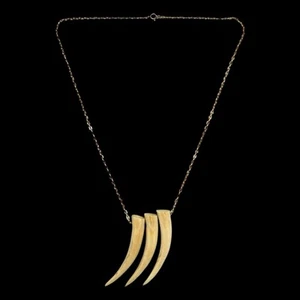 Antike 14K Gold Kette Halskette drei geschnitzte Anhänger - Bild 1 von 10