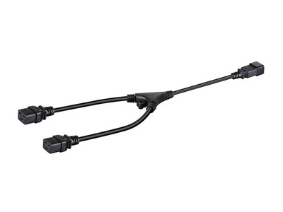 Splitter Power Cord 2ft - Black | 2x IEC 60320 C19 to IEC 60320 C20, 12AWG, 20A - Image 1 of 4
