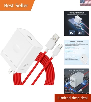 Multi-Protection 80W OnePlus Charger with USB A-to-C Cable for Safe Charging - Image 1 of 4