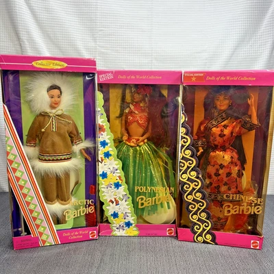 Barbie Dolls of The World Chinese 1993, Polynesian 1994, & Arctic 1996 READ - Image 1 of 4
