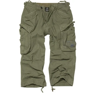 Brandit Industry Vintage 3/4 Shorts Retro Summer Mens Holiday Short Pants Olive - Picture 1 of 6