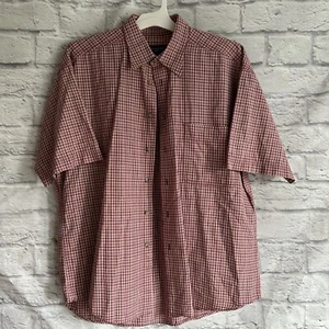 PREOWNED MENS YSL YVES SAINT LAURENT POUR HOMME LARGE RED PLAID SHIRT BUTTON - Picture 1 of 5