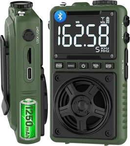 Radio de onda corta AM FM con Bluetooth y alerta meteorológica de la NOAA - Picture 1 of 12