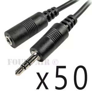 50 Pack Lot - 25ft 3.5mm Stereo Audio Extension Cable Male to Female M/F MP3 1/8 - Picture 1 of 2