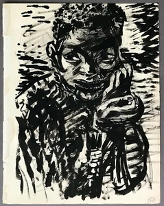 Retrato original boceto de una juventud afroamericana sin firmar/sin fecha - Imagen 1 de 4