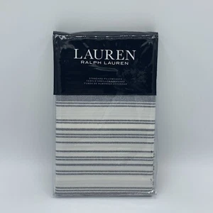 RALPH LAUREN LUKE MULTI STRIPE 2 STANDARD PILLOWCASES 20x32 CREAM GRAY NEW - Picture 1 of 3