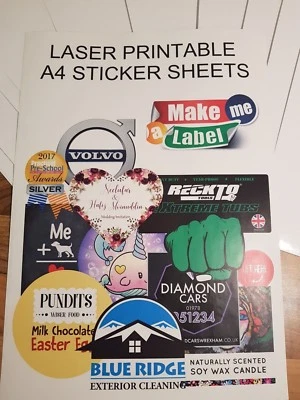 20 GLOSS Laser Printable A4 Self Adhesive Sticker Sheets - Image 1 of 4