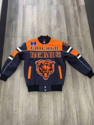 NFL CHICAGO BEARS STARTER LETTERMAN BOMBER SUEDE JACKET LARGE - Image 1 of 4