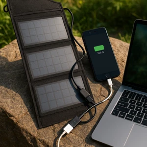 ⚡ Caricabatterie Solare 8 Pannelli Ultra-Efficiente con 2 USB ideale per Outdoor - Zdjęcie 1 z 4