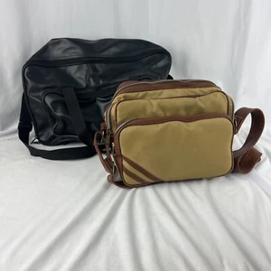 Lot Of 2 Vintage Camera Bags Leather Canvas 70s 90s - Picture 1 of 16