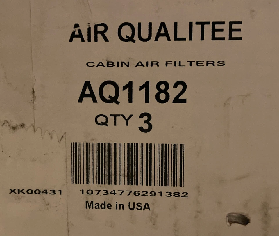 Filtro de aire de cabina Air Qualitee AQ1182.  Estuche de 3. Foto 1 de 1