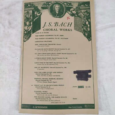 RARE 1950s Vintage "CHRIST LAY IN DEATH'S DARK PRISON" J. S. BACH Choral Works - Image 1 of 4