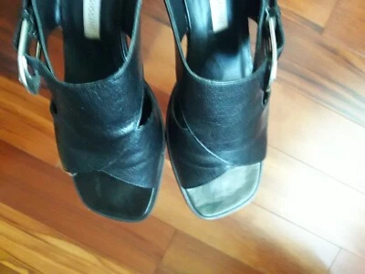 Sandalias de tacón negras Enzo Angiolini para mujer zapatos cierre de hebilla correa para el tobillo 11M Foto 1 de 4