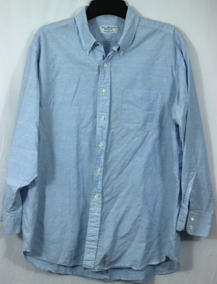 Brooks Brothers Country Club mezcla de algodón y lino abotonada 18-34 azul claro Foto 1 de 4