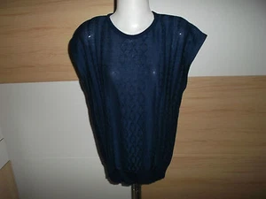 Pullover dunkelblau ohne Arme Zopfmuster Gr. ca. M  - Bild 1 von 2
