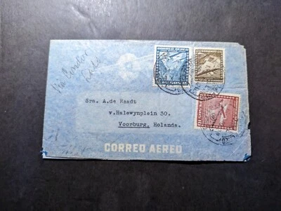 1942 Censurado Chile Correio Aéreo Segunda Guerra Mundial Capa Santiago para Voorburg Holanda - Imagem 1 de 2