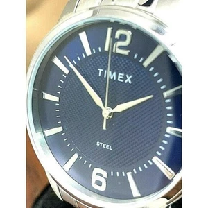 Orologio Uomo Timex TW2T59800 Quarzo Quadrante Blu Tono Argento Acciaio Inox 40mm - Foto 1 di 12