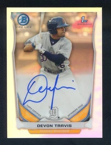 Bowman 2014 cromado ""Refractor"" autógrafo de novato Devon Travis SP radiocontrol automático #'d/500 - Imagen 1 de 2