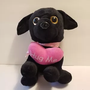 Peluche Perro Abrazame Corazón Día de San Valentín Negro Rosa Corazón y Arco 7" Usado - Imagen 1 de 8