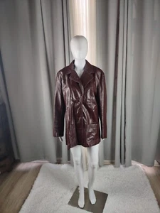 Giacca cappotto pelle cioccolato due bottoni General Leather donna taglia 24,5 - Foto 1 di 13