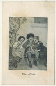 AK Illustrator - Strickende Kinder - Schwieriger Start - CLA A.3 - Bild 1 von 2