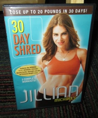 JILLIAN MICHAELS: 30 DAY SHRED WORKOUT DVD, 3 WORKOUTS, 20 LBS IN 30 DAYS, GUC Foto 1 de 2