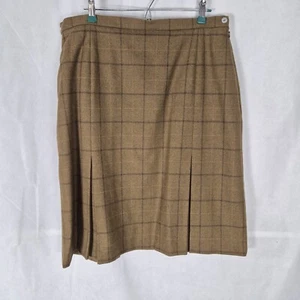 Ladies Skirt Size 18 House Of Bruar Pure Wool Brown Check Tweed Casual Country - Picture 1 of 8