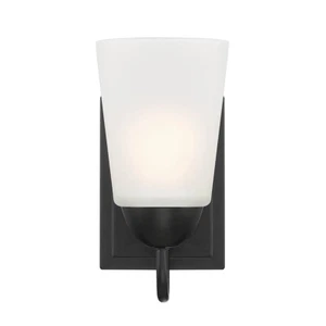 Designers Fountain Malone 1 Light Wall Sconce, Black/Frosted - D267M-WS-MB - Picture 1 of 1