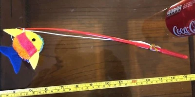 Cat Toy Fishing Rod with Orange Blue Fish Teaser Tease Fun Kitty Cat Play New - Image 1 of 3