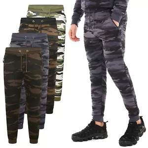 Mens Slim Fit Camouflage Jogging Bottoms Fleece Trousers Tracksuit Sweat Joggers - Picture 1 of 31