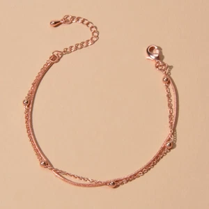Fashion Accessories Rosegold Beads Double layer Chain Bracelet Classic Jewellery - Picture 1 of 5