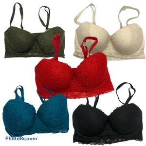 Victoria Secret PINK Underwire Lined T-shirt Bra Bundle Lot Lace Bralette Small - Picture 1 of 22