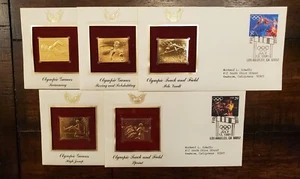 Set of (5) PCS Gold Foil Stamp 1990-1991 Olympics First Day Covers - Picture 1 of 6