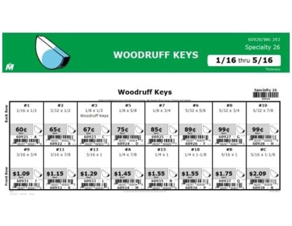 Midwest Fastener WK393*Woodruff Key ASST 60920 - Image 1 of 1