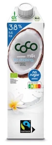 KOKOSMILCH - KOKOSNUSSDRINK 3,8 % FETT, OHNE ZUCKERZUSATZ FAIR TRADE BIO 1 L - K - Bild 1 von 1