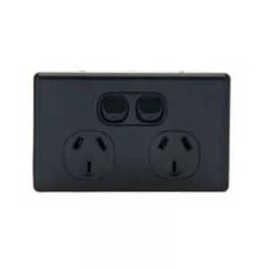10X Tesla Slimline Double Power Point 10 Amp BLACK - Picture 1 of 2