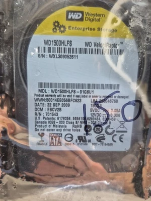 Western Digital WD1500HLFS-01G6U1 150GB VelociRaptor 2.5" SATA Enterprise - Image 1 of 3