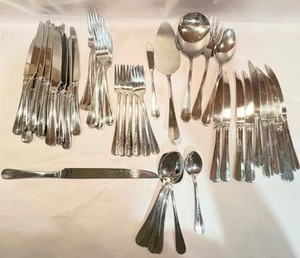 49 Pcs WALLACE HARTFORD Stainless Flatware Fork Spoon Steak Knife Serving - Picture 1 of 10