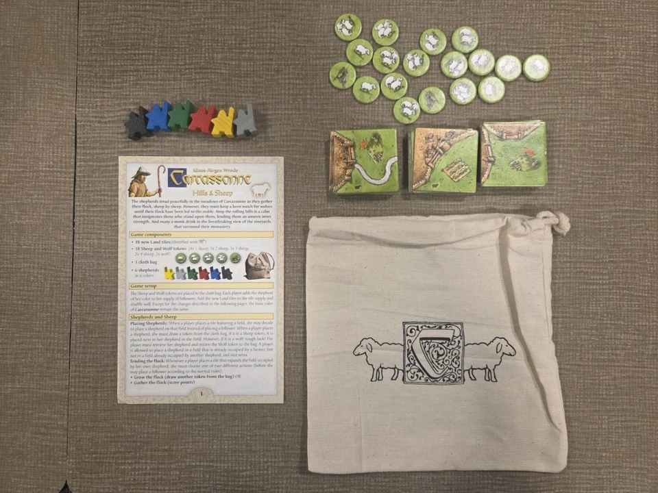 Carcassonne Hills & Sheep Expansion 1st Edition C1 No Box - Image 1 of 1