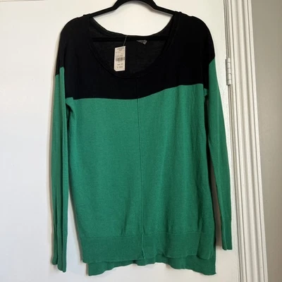 FEEL THE PIECE Sz S Deep Wide Neck Knit Lightweight Sweater Green Black NWT - Image 1 of 4