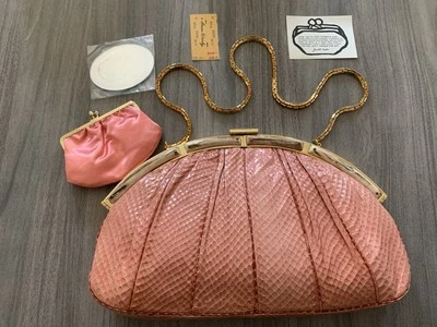 Bolso de Mano Judith Leiber Vintage En Exótico Rosa Samón Años 80’s 90’s Foto 1 de 4