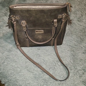 Simply Noelle Bronze Metallic Faux Leather Shoulder Crossbody Tote 14x12x5 NWOT - Picture 1 of 9