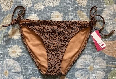 Xhilaration Size Medium 4-6 Leopard Print Side Tie Hipster Bikini Swim Bottom - Image 1 of 3
