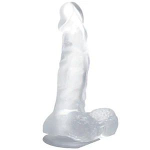 BAILE DILDO REALISTICO CON VENTOSA Y TESTICULOS 16.7 CM TRANSPARENTE ENVÍO DISCR - Foto 1 di 6