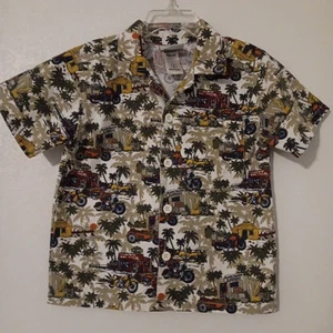 Harley Davidson Button-up Shirt Boys Sz.4 Green Multi-Color Island Theme - Picture 1 of 8
