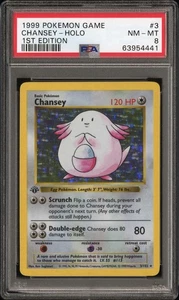 1999 Pokemon Game #3 Chansey Holo 1st Edition Shadowless PSA 8 - Picture 1 of 3