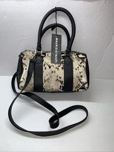 Bolso de mano Maurizio Taiuti Italia piel de becerro pelo de pony estampado animal correa para el hombro ** - Imagen 1 de 17