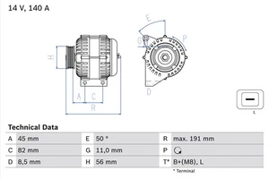 Alternator fits VOLVO V70 Mk2 99 to 04 D5244T Bosch 8602343 8602629 8602710 - Picture 1 of 2