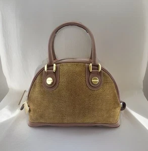 Borbonese Mini Boston Bag Redwall Tag Quail Pattern Italian Luxury EUC - Picture 1 of 8