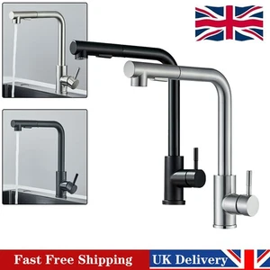 360° Kitchen Sink Mixer Taps Pull Down Sprayer Mixer Tap Deck Plate Modern Taps - Picture 1 of 17